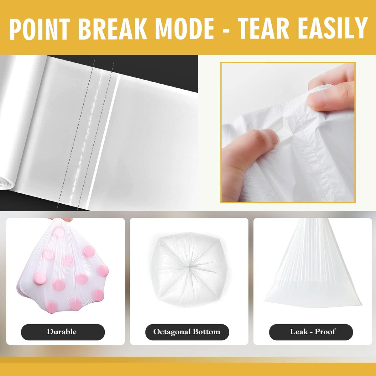 105 Count Small Trash Bags, 4 Gallon Garbage Can Liners