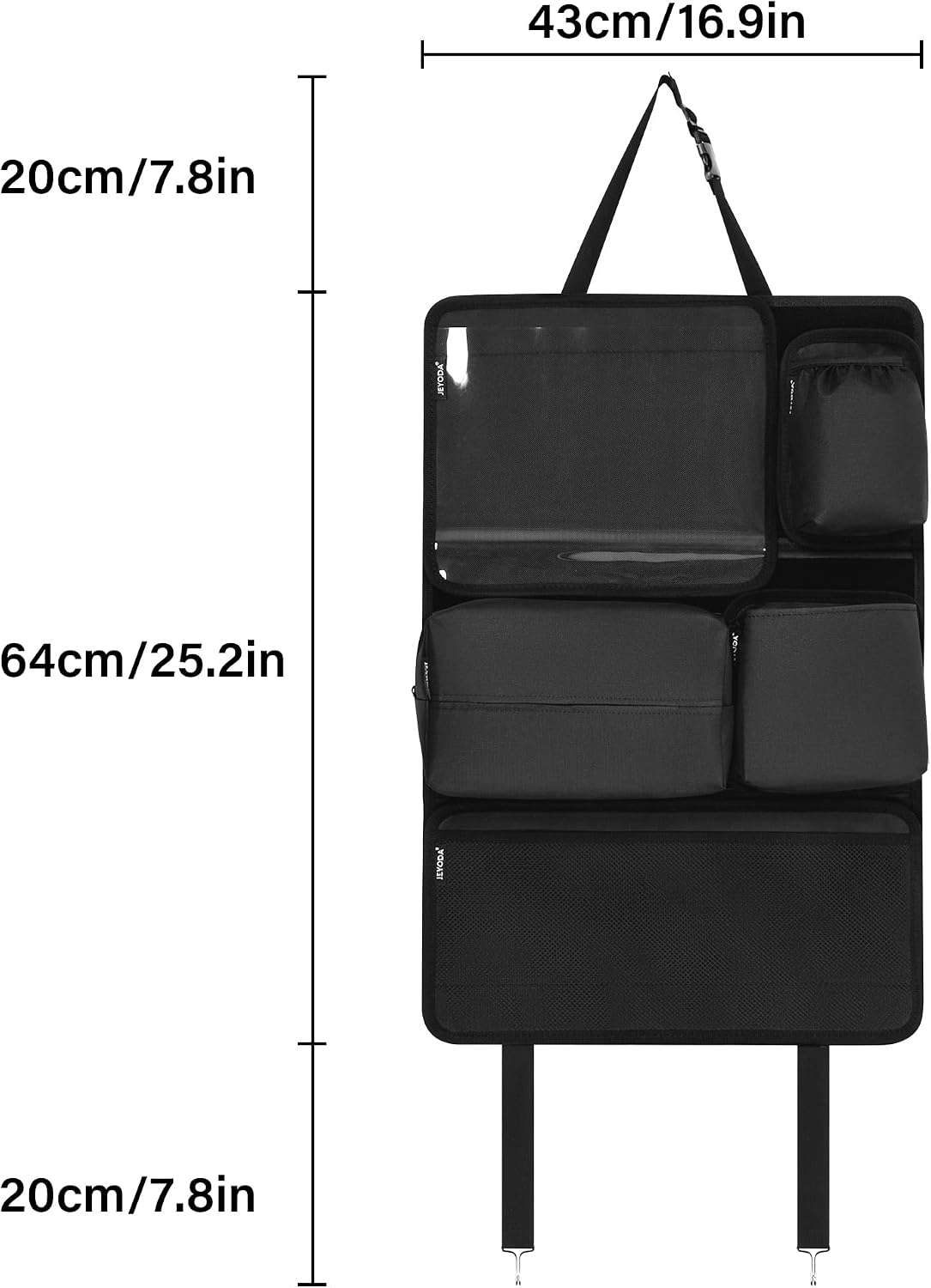 JEYODA Hook and Loop Backseat Car Organizer, Back Seat Storage Bag Kick Mats with Touch Screen Tablet Holder for Kids, Designed for Easy Removal, Installation and Cleaning (Standard Set(6 Piece))