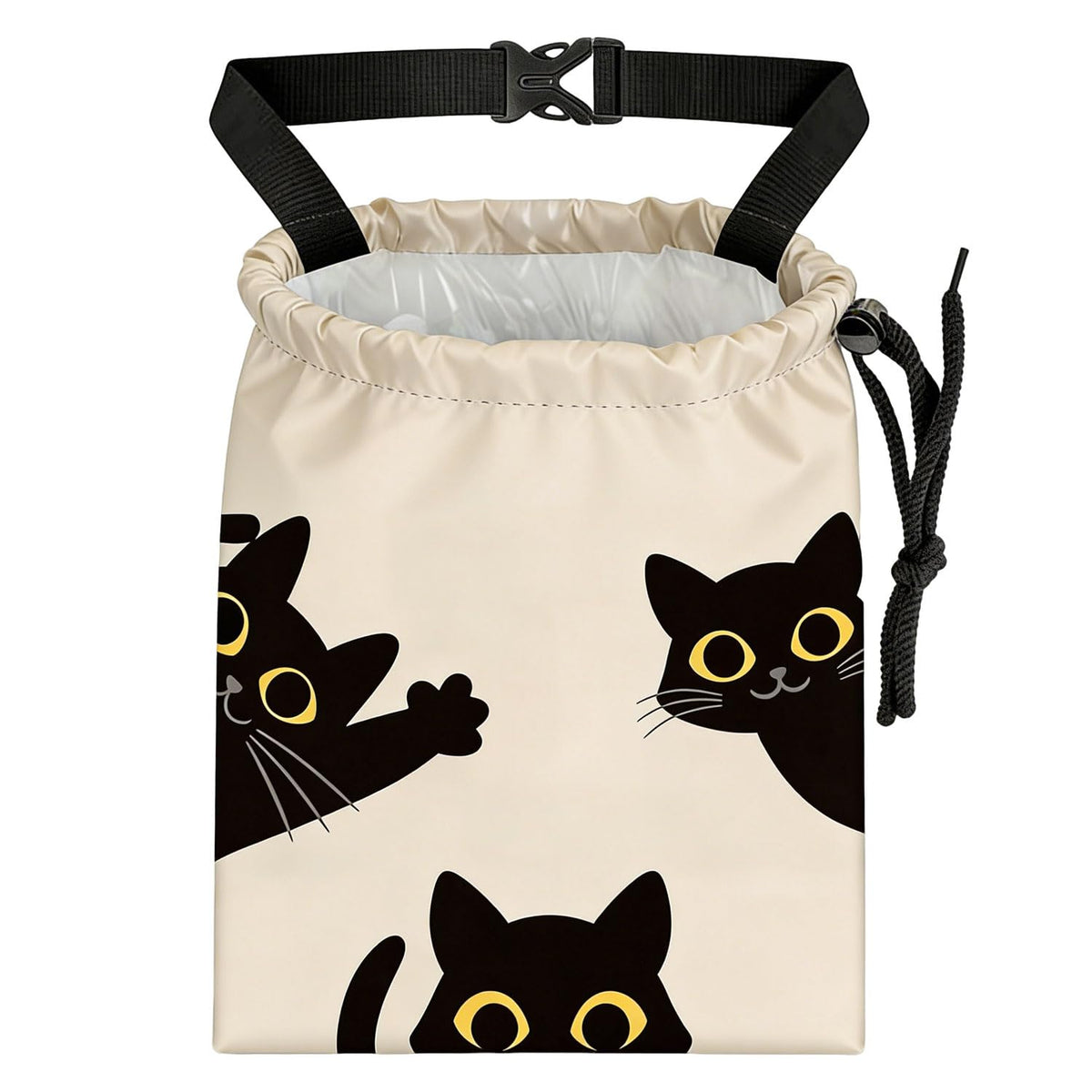 Black Flower Car Trash Bag - Waterproof Car Trash Bag Hanging Leakproof Car Garbage Bag - Washable Reusable Trash Bag for Car Interior Hanging Organizer Storage Vehicle Travelling Camping