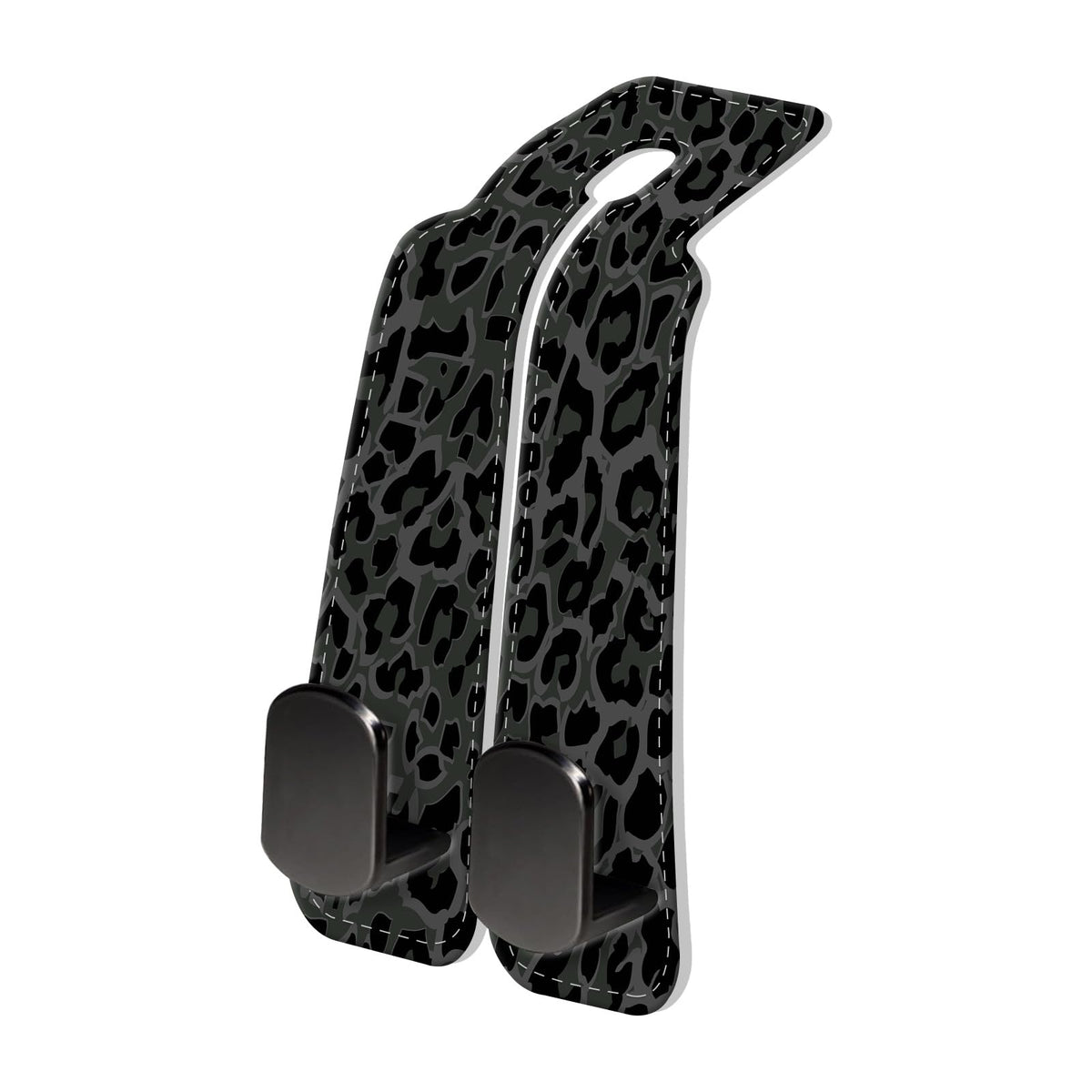 PU Leather Car Seat Hook, Storage Headrest Hanger, Cute Car Backseat Organizer, Car Hooks For Purses and Bags Gray Black Leopard