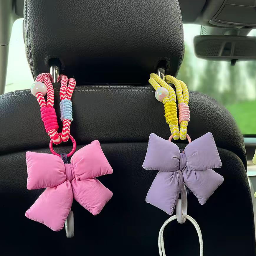 2-Pack Car Headrest Hooks Seat Organizer, Baguette & Croissant
