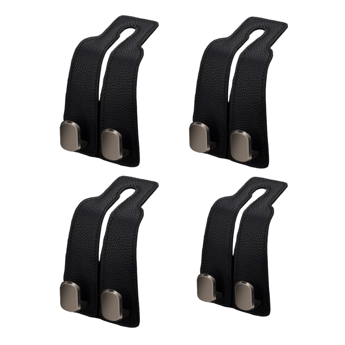 Coozyland Car Hooks, Coozy Land Metal Multi-Function Leather Car Headrest Hooks, Universal Double Hook Car Seat Back Storage Hooks for Wallets, Handbags, Bottles, Trash Bags, etc(Brown 4-Pack)