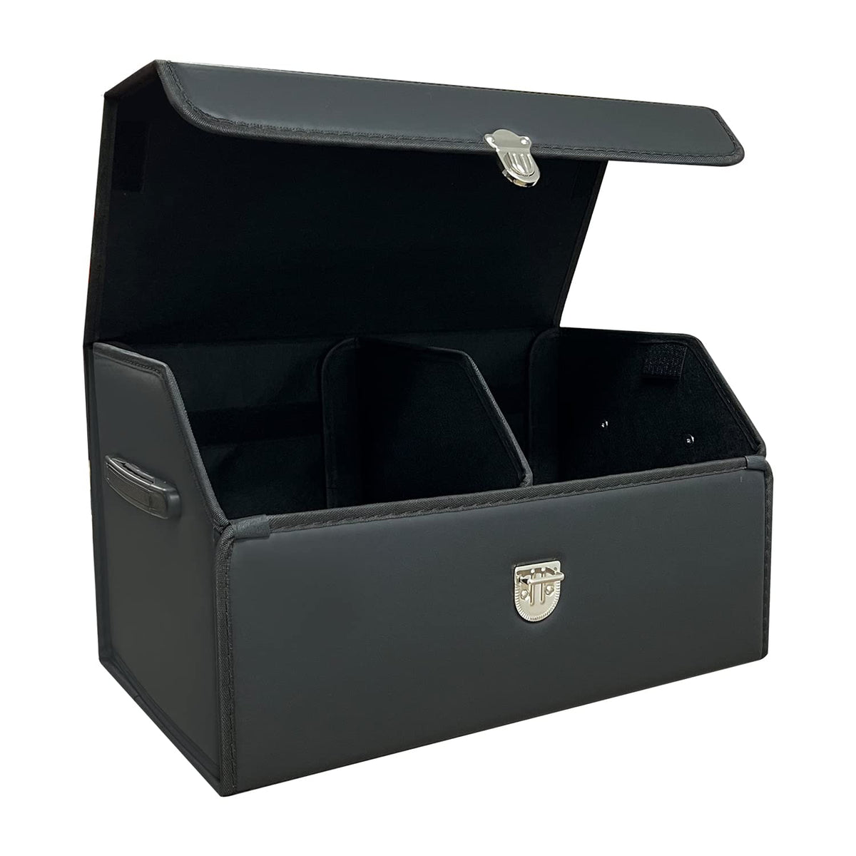 Trunk Organizer for Car With Lid,Foldable Trunk Organizer for SUVs & Sedans,Multi-Functional Leather Storage Box - Brown - Small