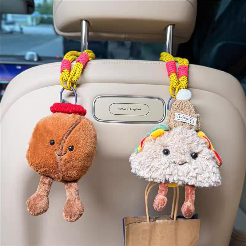 2-Pack Car Headrest Hooks Seat Organizer, Baguette & Croissant