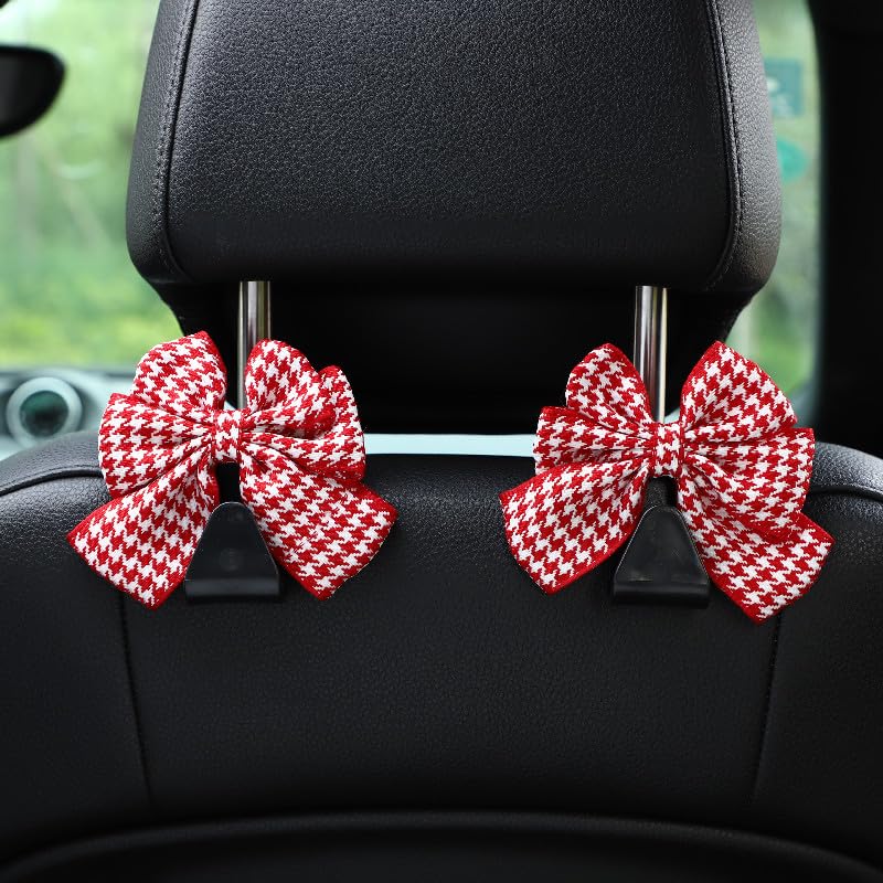 2-Pack Car Purse Hooks for Hanging Purses and Bags, Cute Bow car seat headrest Hooks for Hanging car Purse Hooks. (Brown)