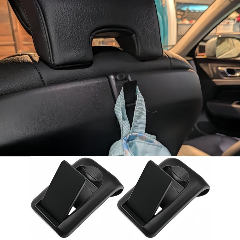 2PCS Car Seat Headrest Hooks for Volvo XC90 XC60 S90 S60 V90 V60 Series Accessories,Upgraded Foldable Hidden Car Seat Back Hooks for Bags Handbags Phones (Black)