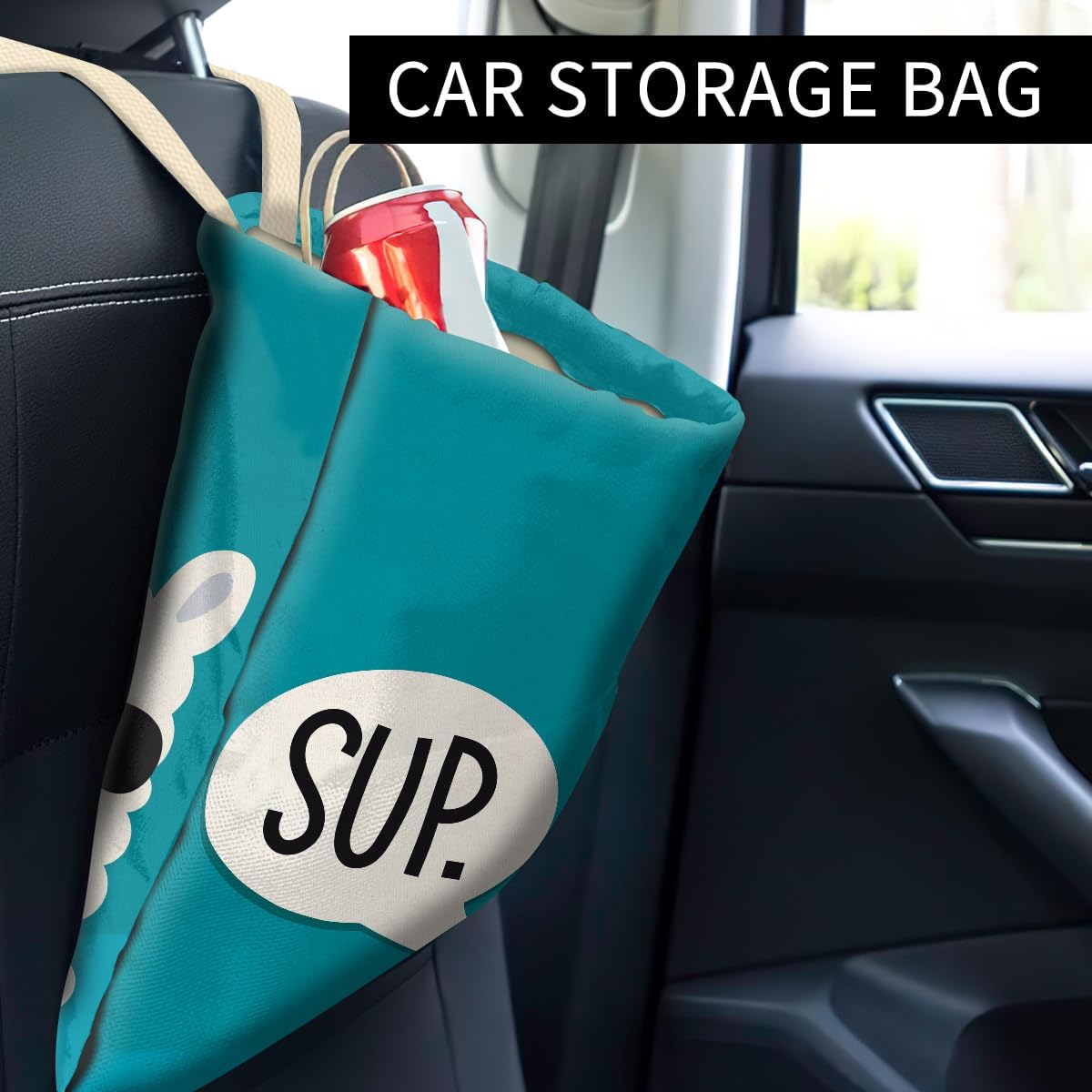 Cute Car Trash Bag, Hanging Car Organizer, 5L Capacity, Turquoise