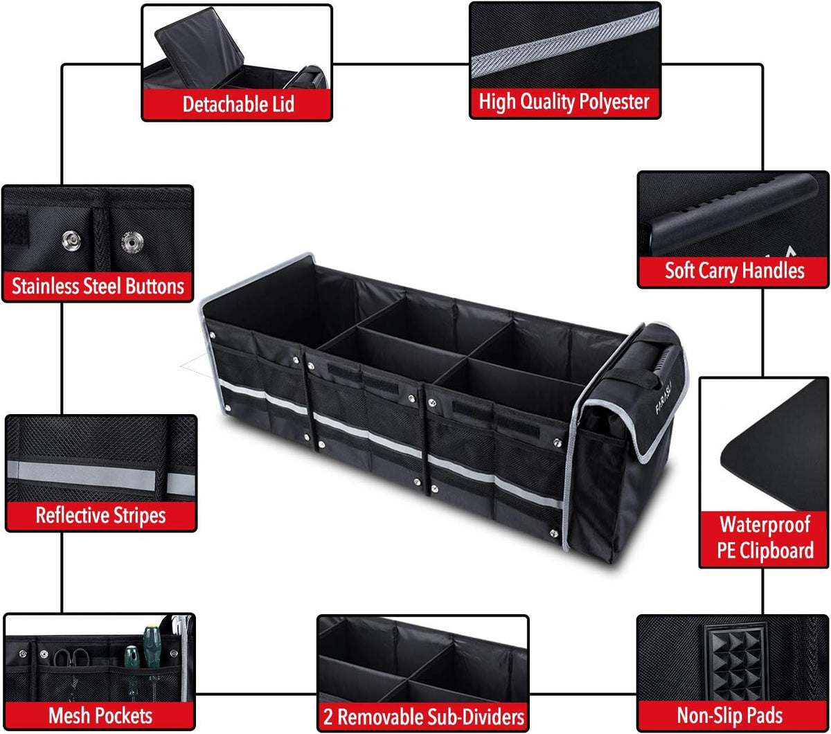 Farasla Waterproof Car Trunk Organizer with Cooler Bag