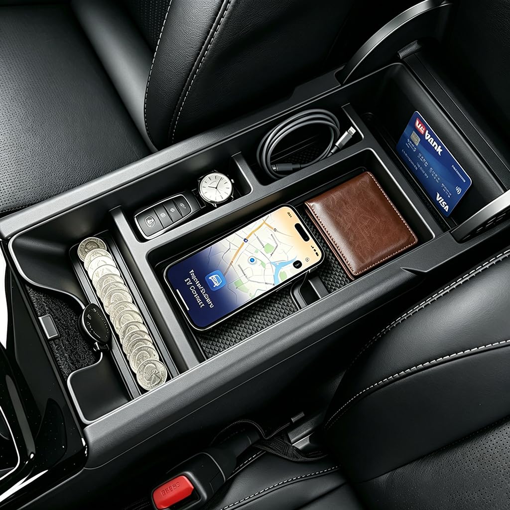 Autorder Center Console Organizer for 2022 2023 2024 2025 2026 Lexus NX NX 250/NX 350/NX 350h 450h+ Accessories Armrest Storage Box Secondary Insert Tray with Anti-Slip Mat