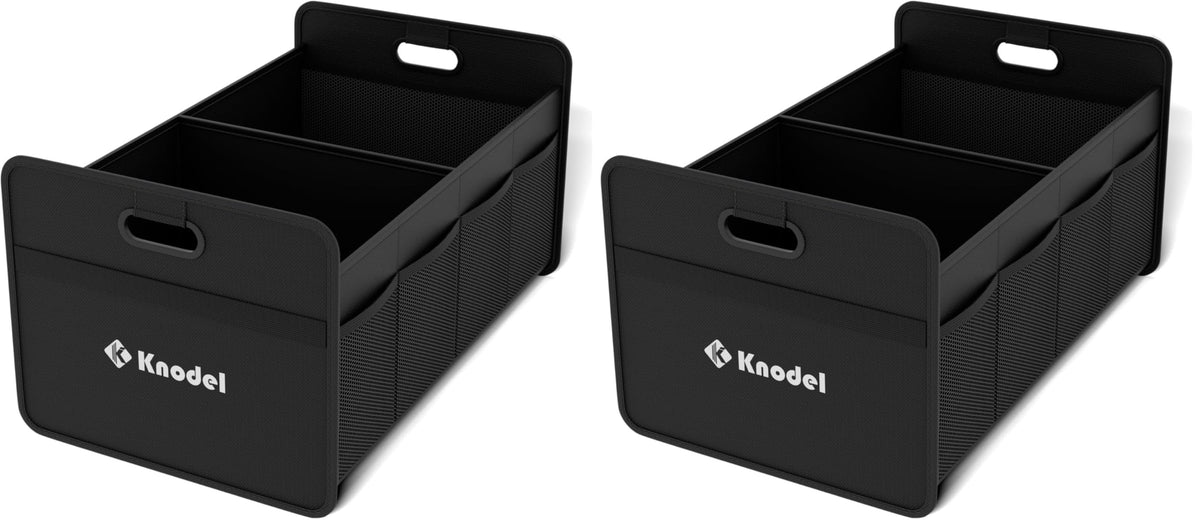 K KNODEL 3 Compartments Trunk Organizer for Car and Sedan (Large, Black)