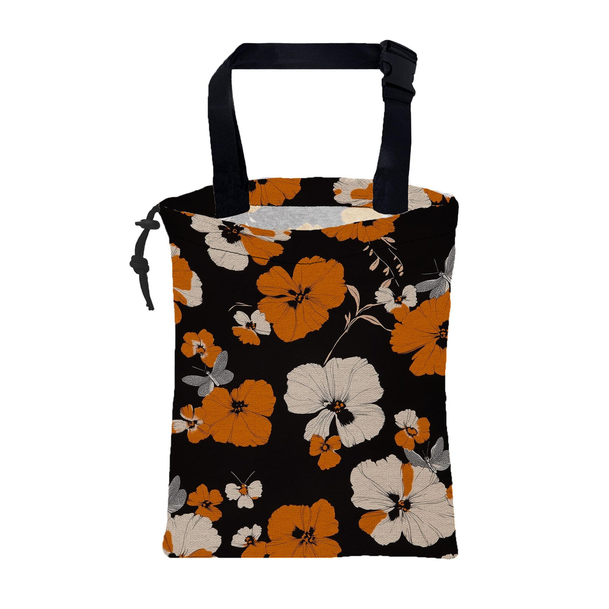 Car Garbage Bag Watercolor Floral and Leaves Drawstring Car Trash Bag Hanging for Back Seat with Adjustable Buckle Canvas Vehicle Trash Can Easy-to-Install