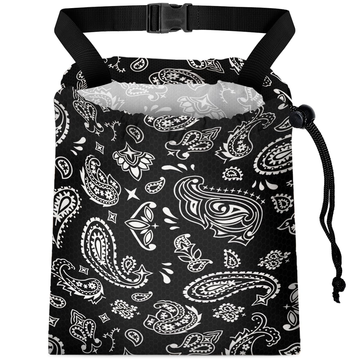 Car Trash Bag Hanging Back of Seat with Adjustable Snap Buckle Strap Cute Printed Drawstring Garbage Bags for Car-Boho Floral