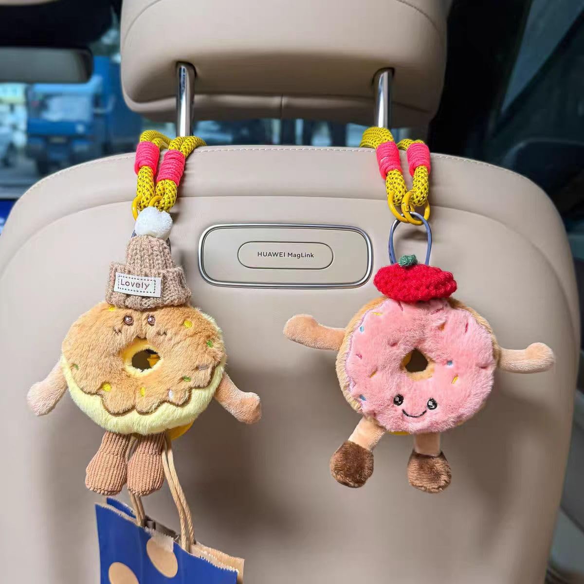 2-Pack Car Headrest Hooks Seat Organizer, Baguette & Croissant