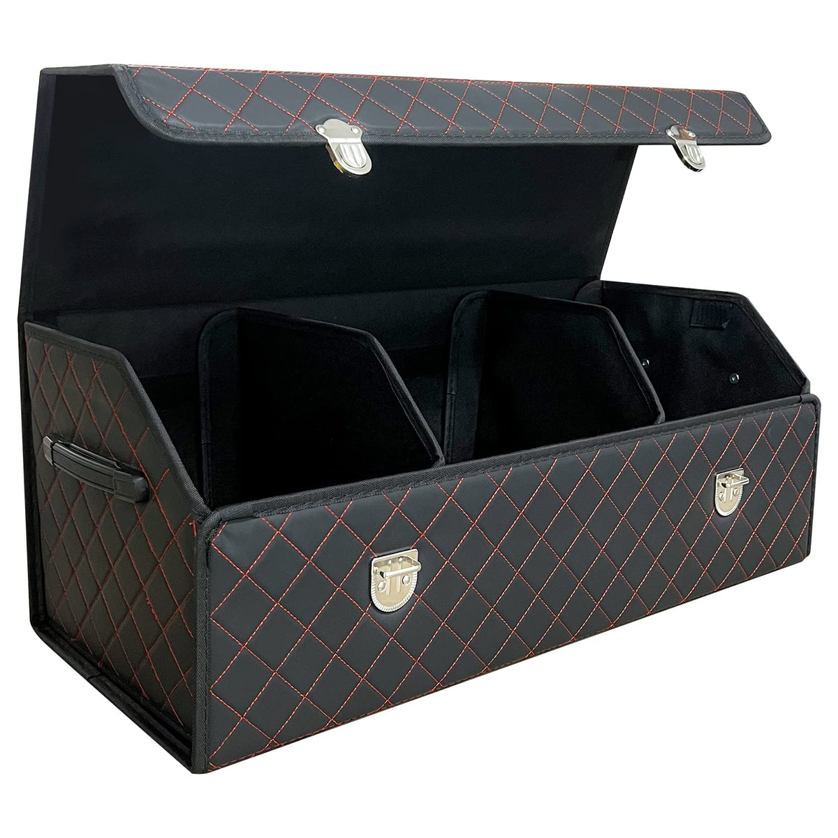 Trunk Organizer for Car With Lid,Foldable Trunk Organizer for SUVs & Sedans,Multi-Functional Leather Storage Box - Brown - Small