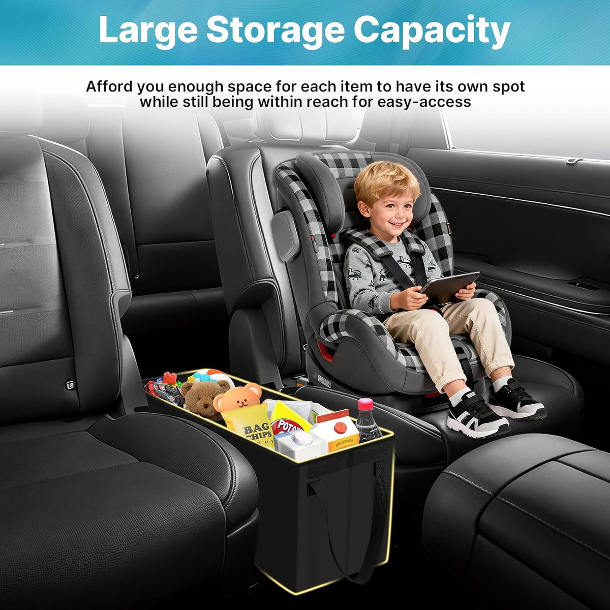 Mixsuper Liner Car Seat Organizer for 2026 Hyundai Palisade LX3, Console Organizer Backseat Box for Palisade LX3, Supplies Dog Box Storage Bin Travel Accessories