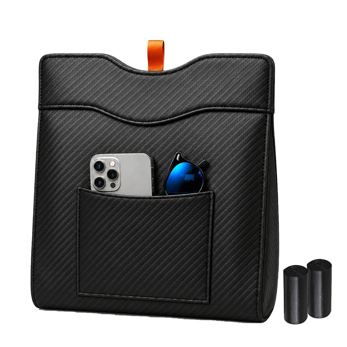 Leather Car Trash Can, LeakProof Waterproof Car Garbage Can with 60 Liners