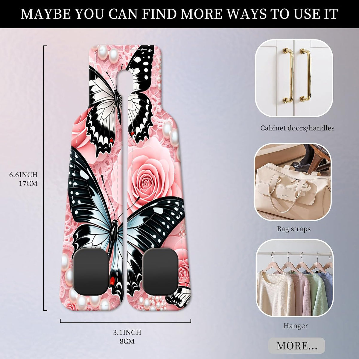 PU Leather Car Seat Hook, Storage Headrest Hanger, Cute Car Backseat Organizer, Car Hooks For Purses and Bags, Butterfly Rose