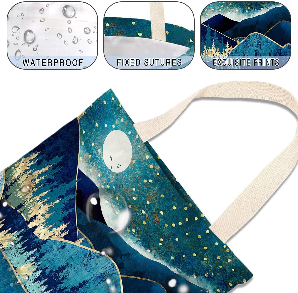 Car Trash Bag Hanging No Snap Small Garbage Bag for Car Back Seat Cute Printed One-handed Strap Trash Bags Car Accessories-Mountain Moon Lake Car Trash Bags