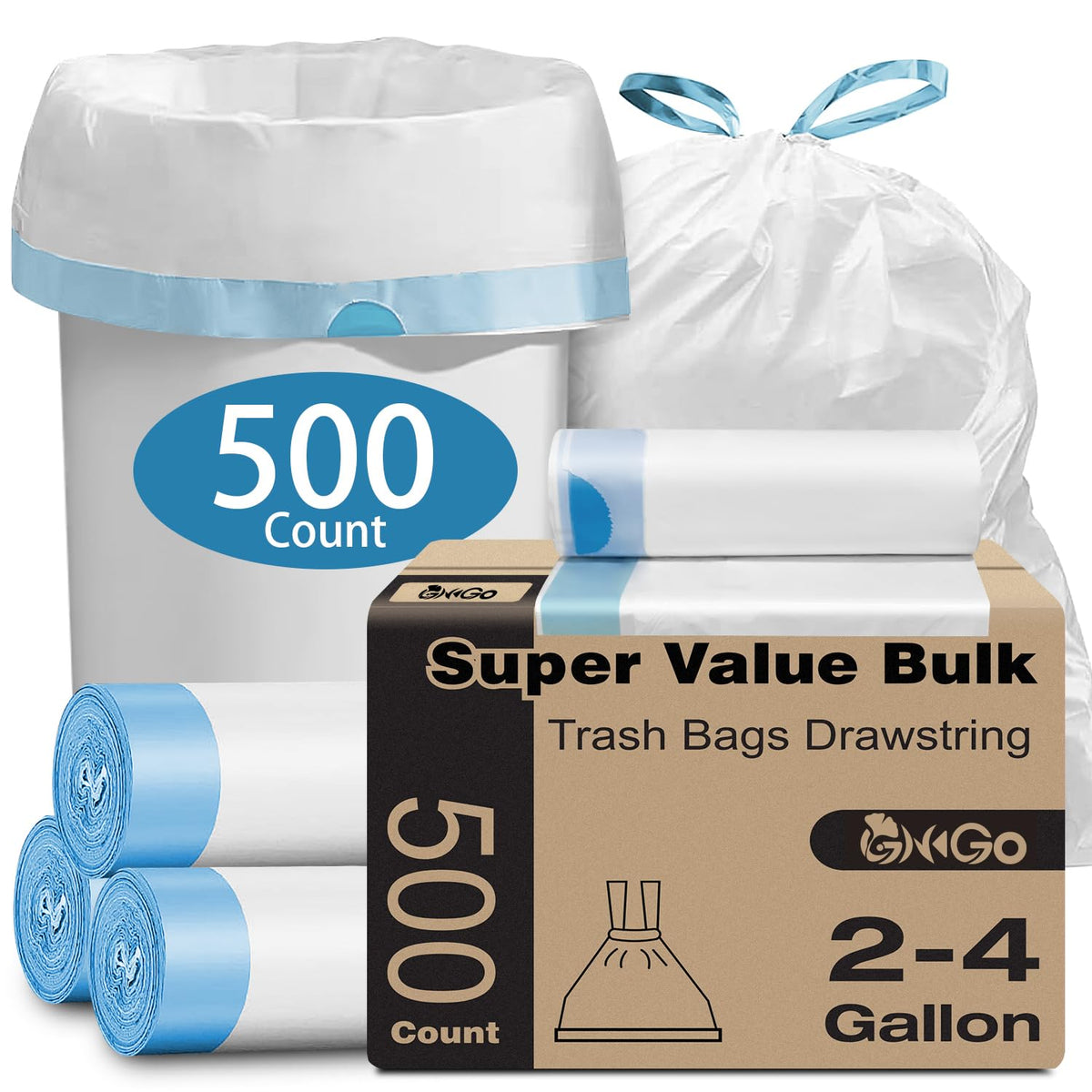 105 Count Small Trash Bags, 4 Gallon Garbage Can Liners