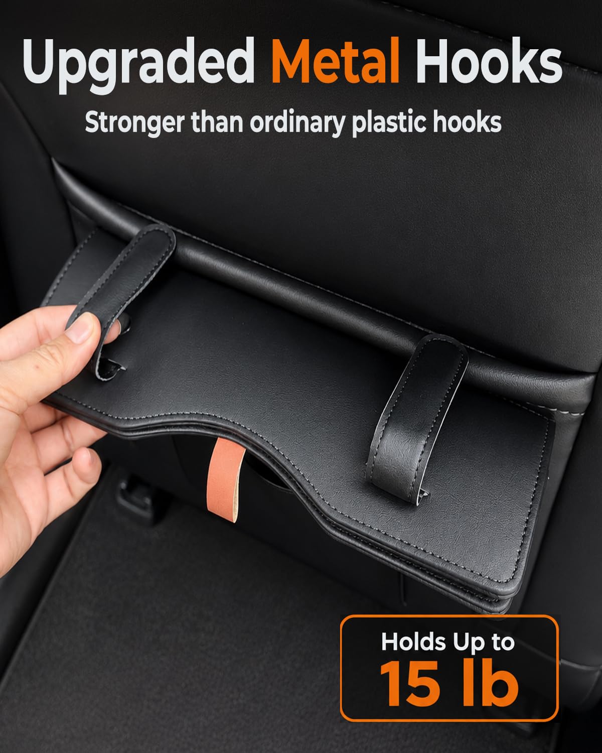 Leather Car Trash Can, LeakProof Waterproof Car Garbage Can with 60 Liners