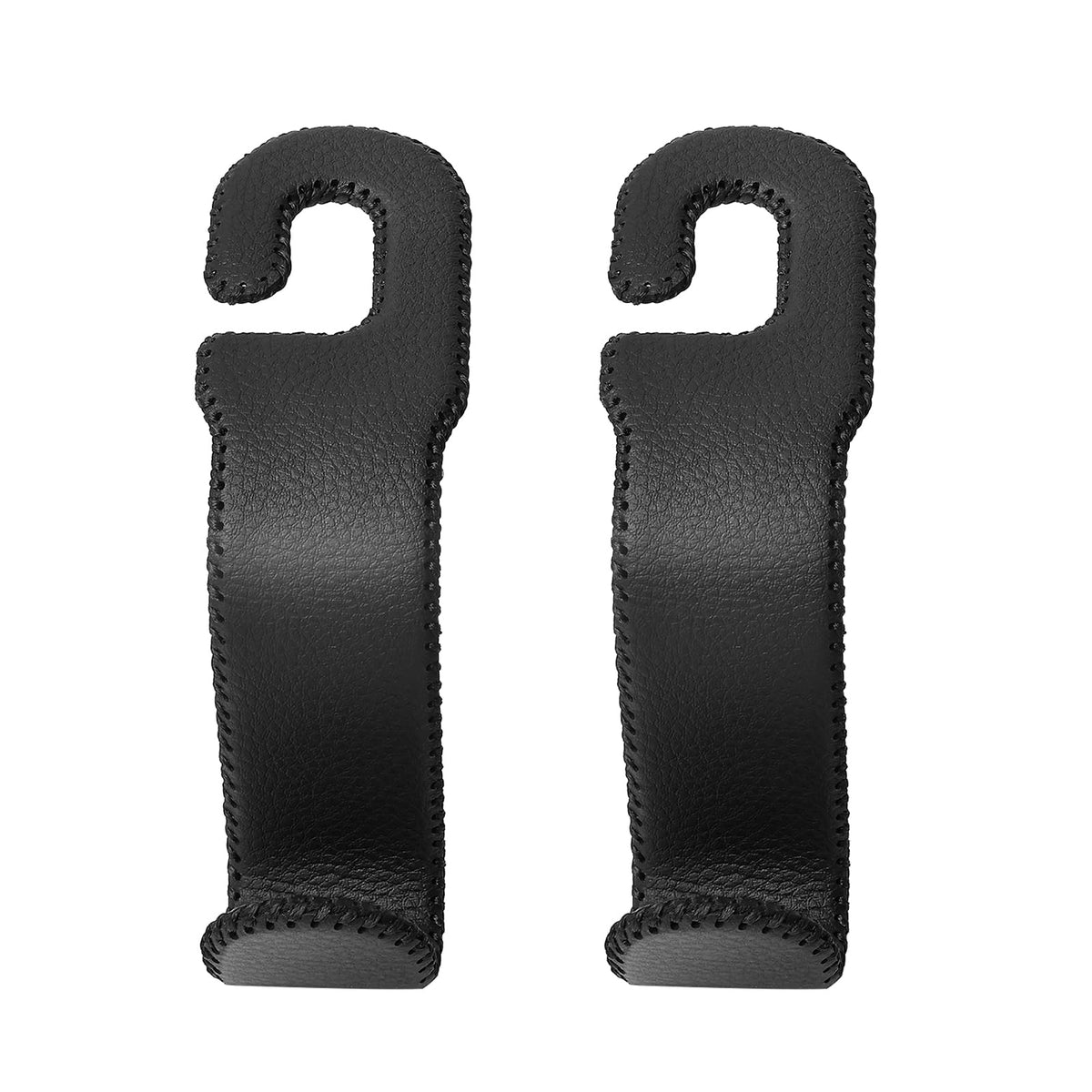 AMVOYOA Leather Car Hooks for Headrest - Fully Leather-Wrapped U-Shaped Purse Holder for Car, Flexible Seat Back Organizer & Durable Car Accessories for Purses, Bags, Coats & More (Beige, 2 Pack)