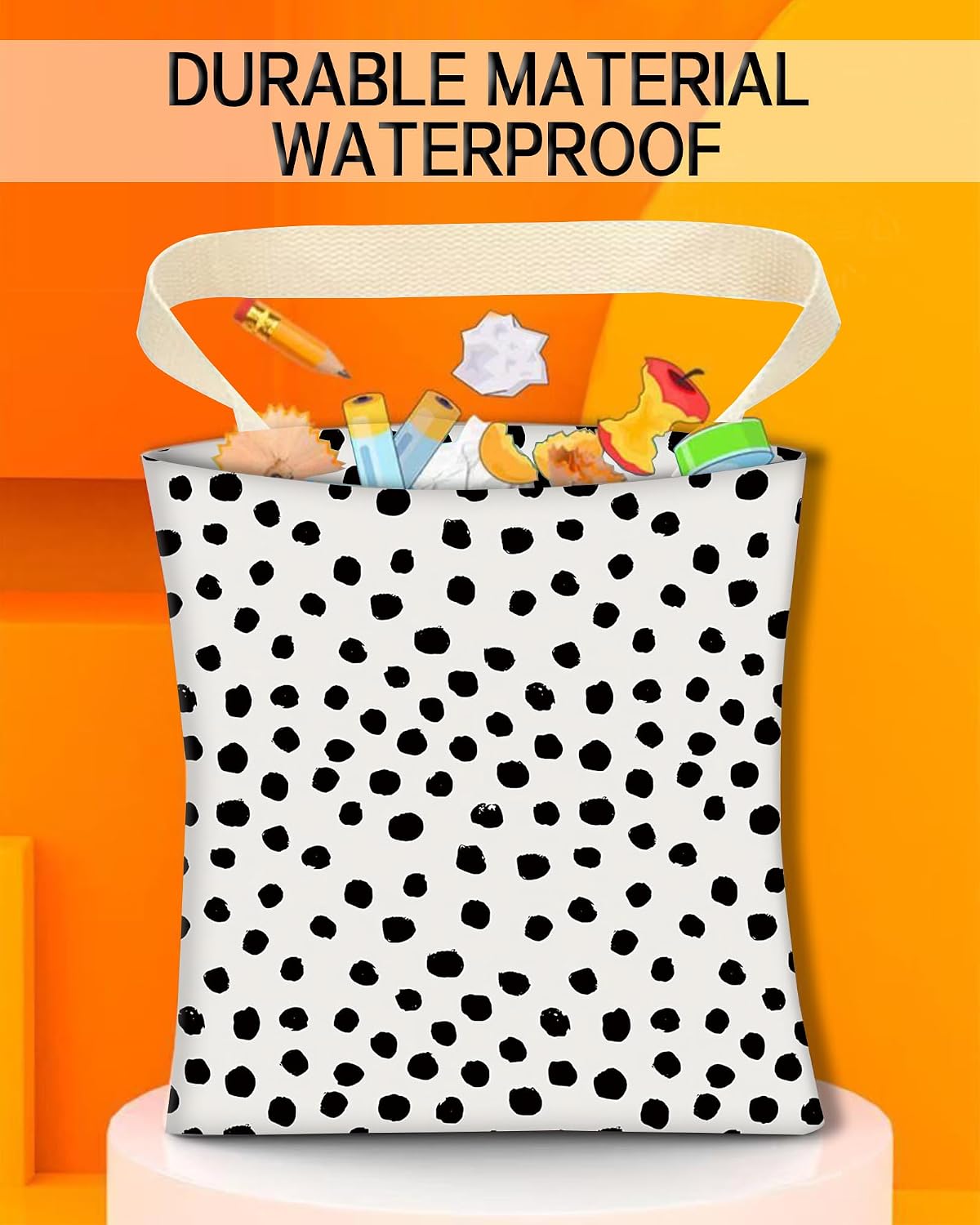 Car Garbage Can, Hanging Car Trash Can for Back Seat Organizer, Cute Polka Dots