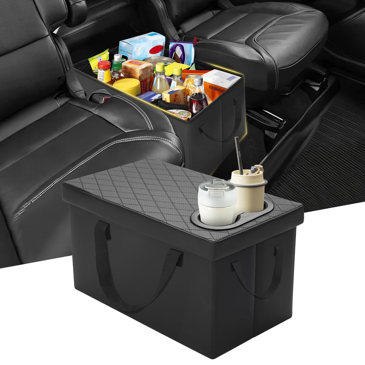Mixsuper Liner Car Seat Organizer for 2015-2020 Chevy Tahoe/GMC Yukon, Console Organizer Backseat Box for Chevy Tahoe, Dog Box Storage Bin Supplies Travel Accessories
