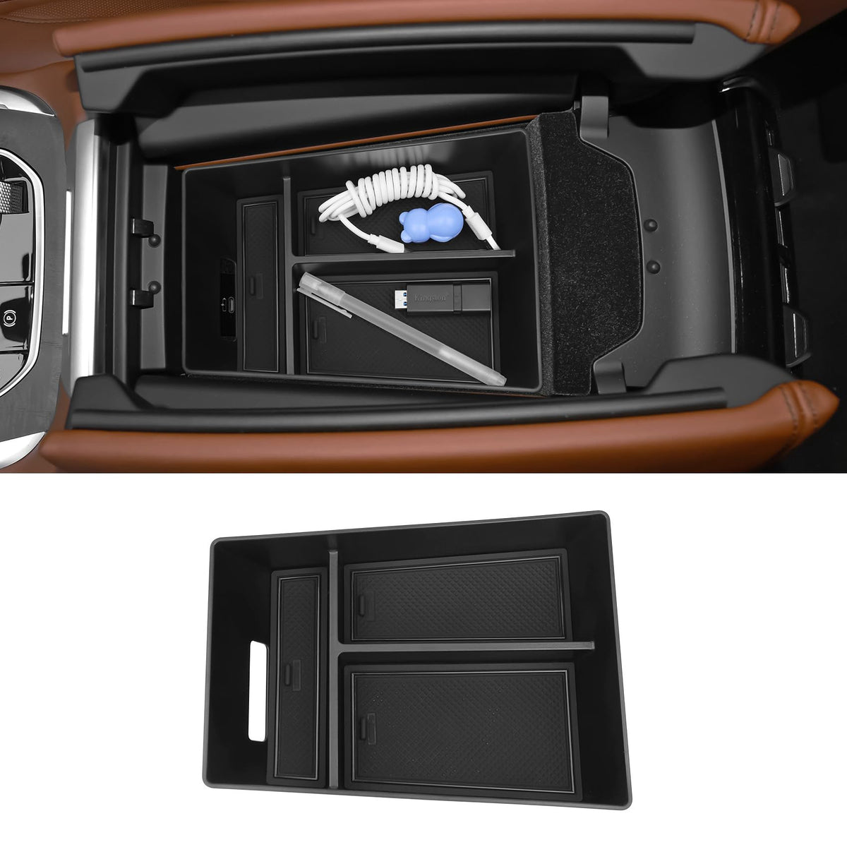 Center Console Organizer Tray Compatible with Mazda 2020-2026 CX-30 CX30 Accessories Armrest Storage Box ABS Console Insert Tray Container (Black Mat)