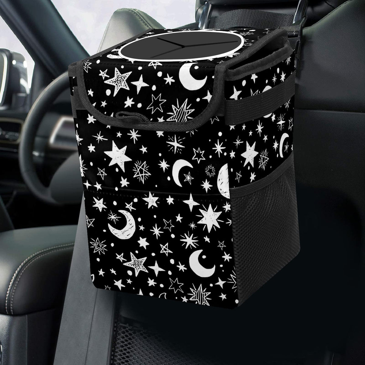 Colorful Sea Turtle Animal Car Trash Can with Lid Collapsible Reusable Waterproof Automotive Garbage Can,Car Organizer