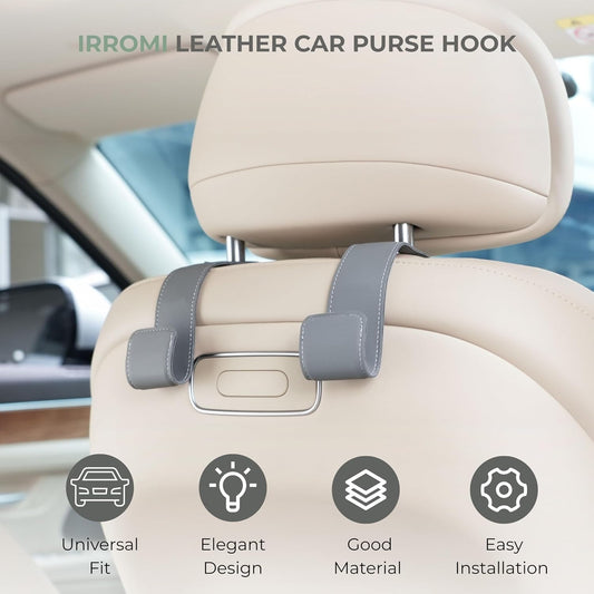 2 Pack Purse Holder for Car, Universal Leather Car Seat Hook, Car Organizer