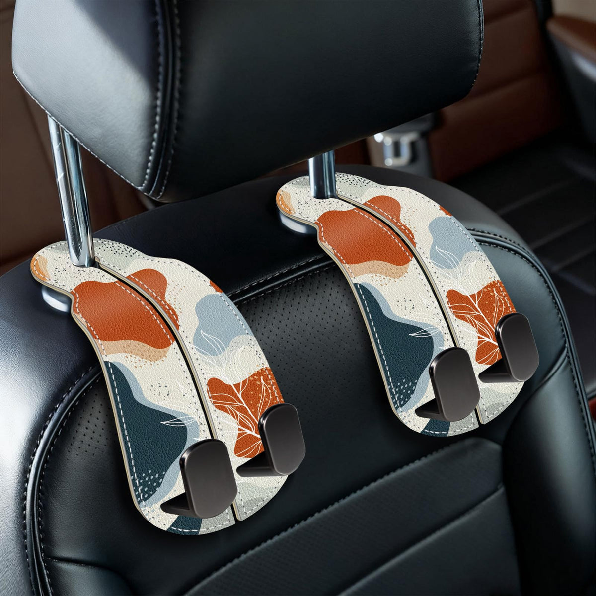 Blusabaca 2PCS Car Seat Headrest Hooks, Purses Bags Holder, Sun and Moon