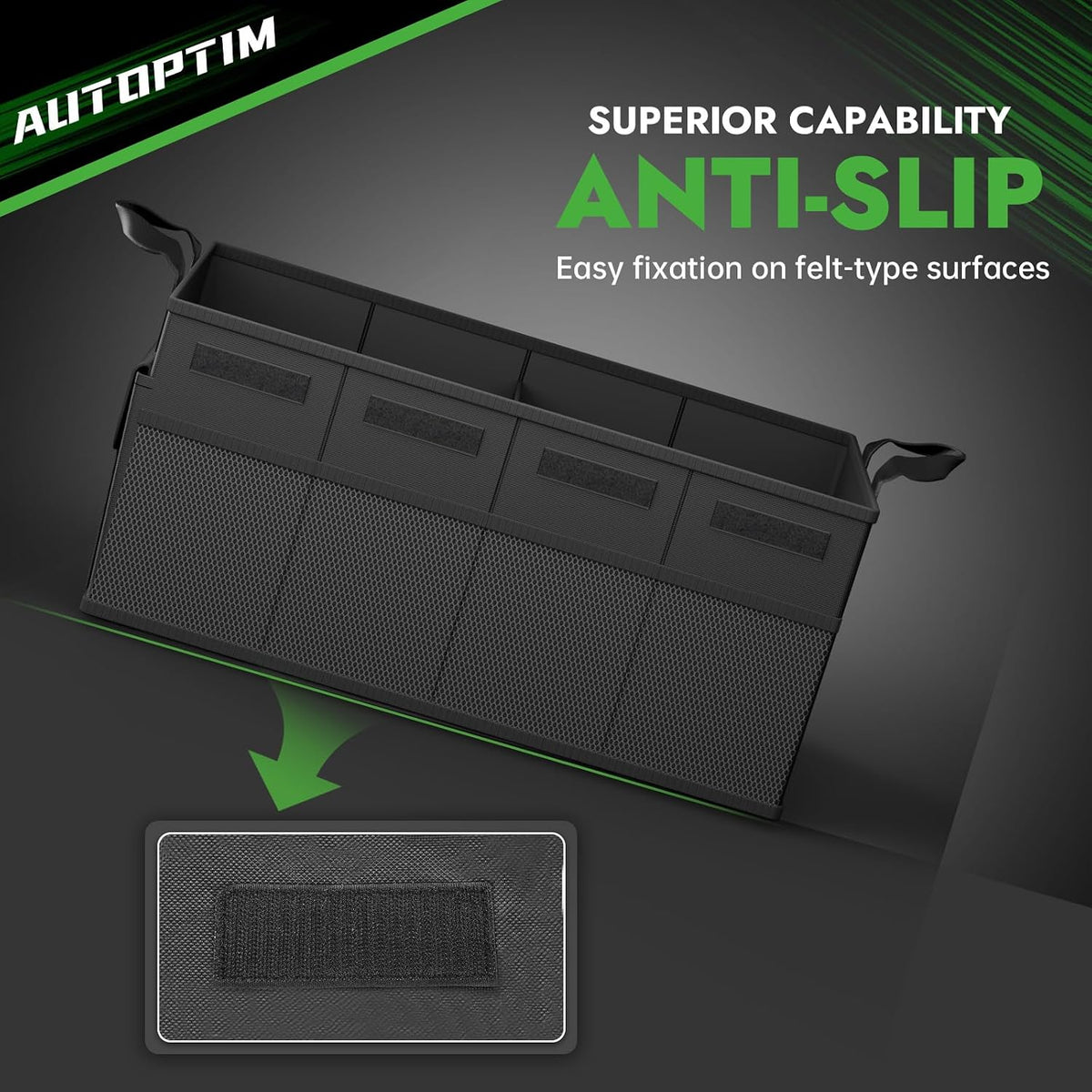 AUTOPTIM Car Trunk Organizer - 65L Collapsible Car Organizer, Black, Large