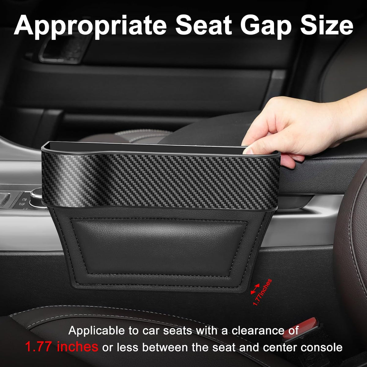 Car Seat Gap Filler Organizer, 2 Pack Multifunctional Auto Console Side Storage Box with Cup Holders 2 Seat Hooks for Drink, Car Organizer Front Seat for Holding Phone, Sunglasses