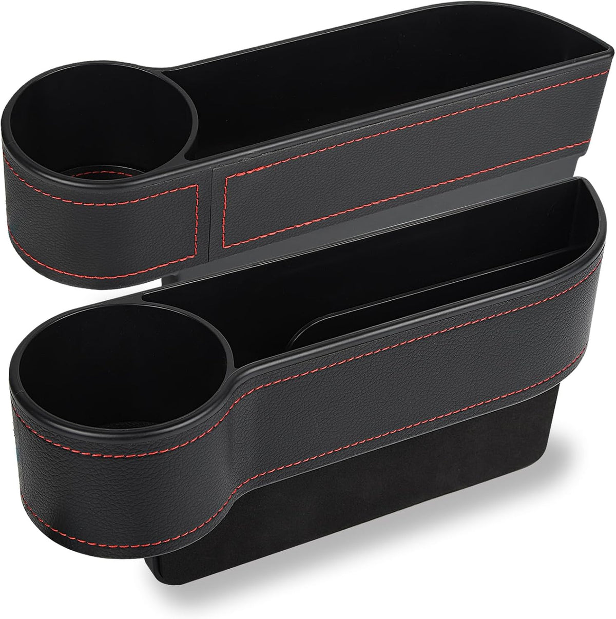 MORDEN MS 2 Pack Car Seat Gap Filler Organizer, Automotive Front Seat Storage with Cup Holder, Auto Console Side Extra Storage Boxes - Passenger & Driver Side