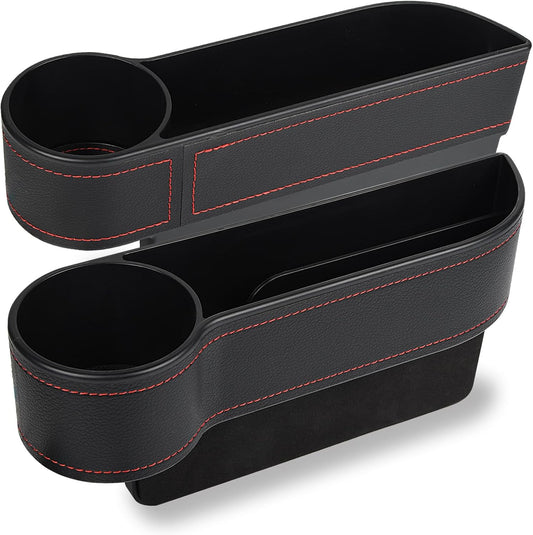 MORDEN MS 2 Pack Car Seat Gap Filler Organizer, Automotive Front Seat Storage with Cup Holder, Auto Console Side Extra Storage Boxes - Passenger & Driver Side