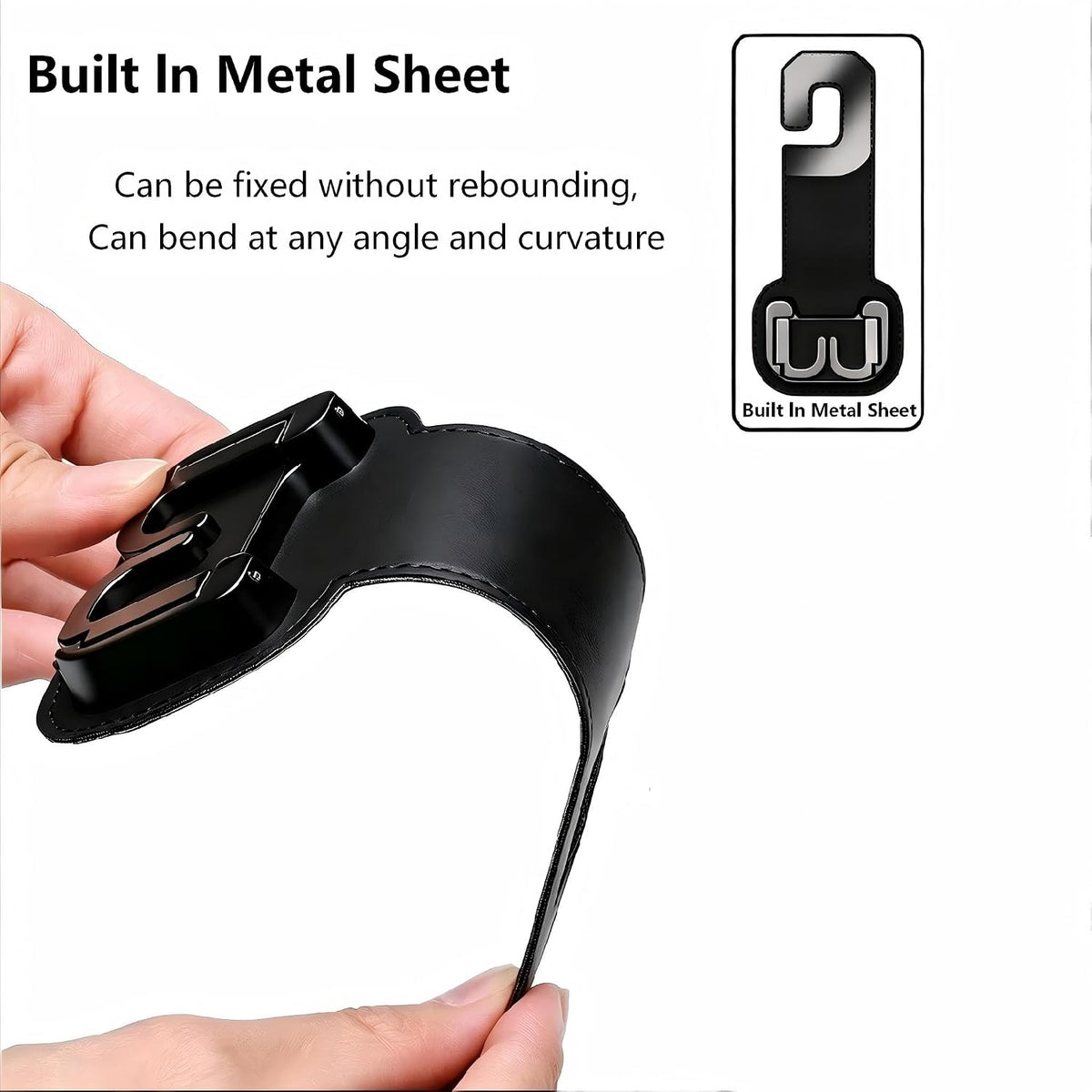 Headrest Hooks for Car, Car Seat Back Organizer Storage Hook, 2 Pack, Black
