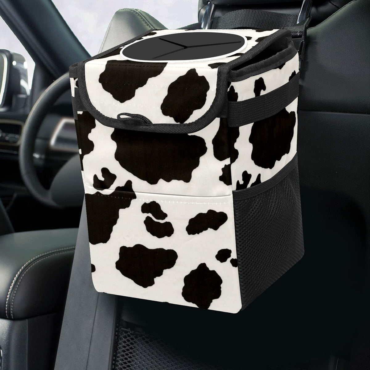 Colorful Sea Turtle Animal Car Trash Can with Lid Collapsible Reusable Waterproof Automotive Garbage Can,Car Organizer
