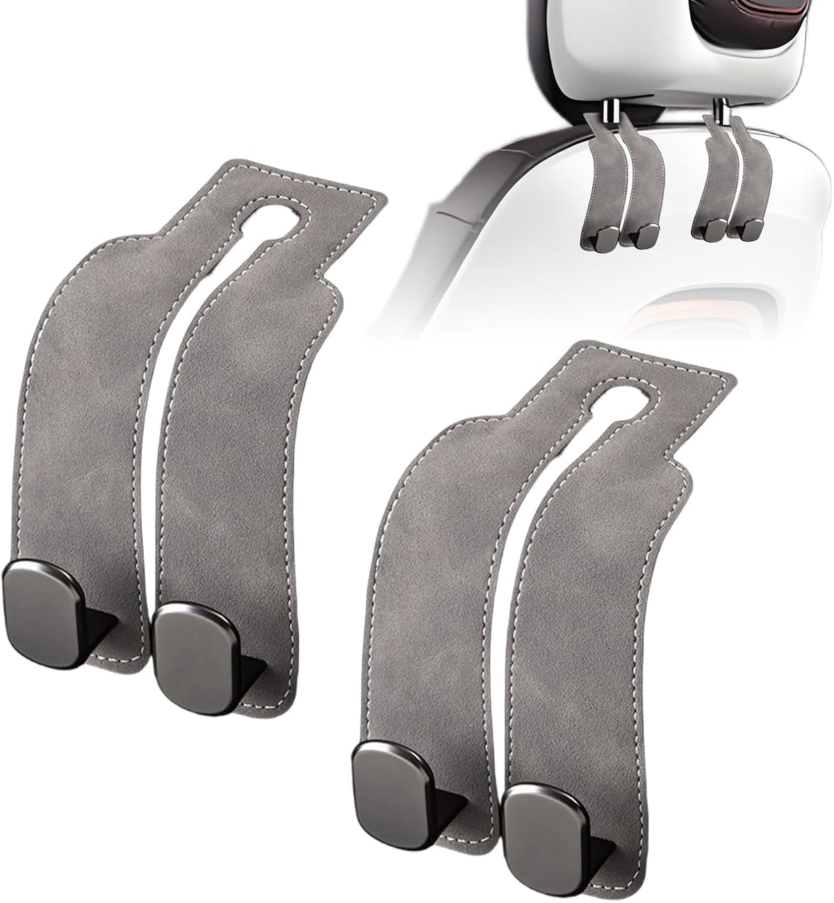 Car Purse Hook Purse Hook for Car Seats Headrest Car Seat Hooks,Heavy Duty Vehicle Organizer for Handbags, Groceries, Purses, Keep Car Tidy (Gray, 2 Pack)