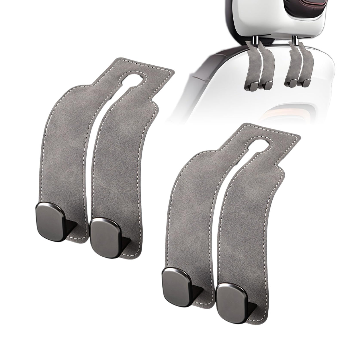 Car Purse Hook Purse Hook for Car Seats Headrest Car Seat Hooks,Heavy Duty Vehicle Organizer for Handbags, Groceries, Purses, Keep Car Tidy (Gray, 4 Pack)
