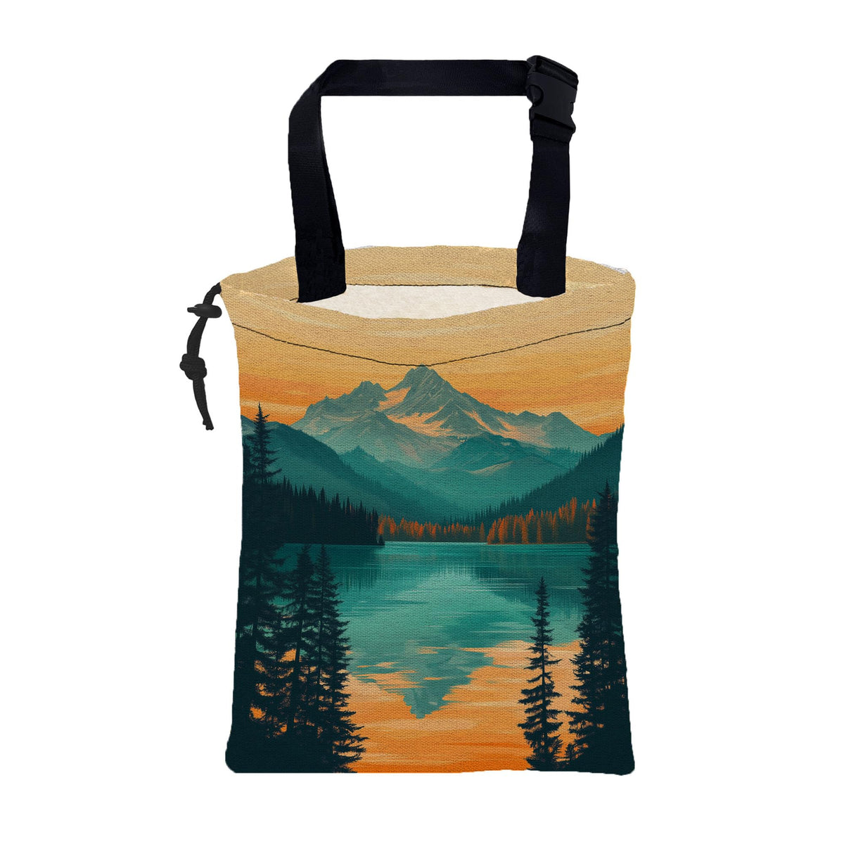 Car Garbage Bag Watercolor Floral and Leaves Drawstring Car Trash Bag Hanging for Back Seat with Adjustable Buckle Canvas Vehicle Trash Can Easy-to-Install