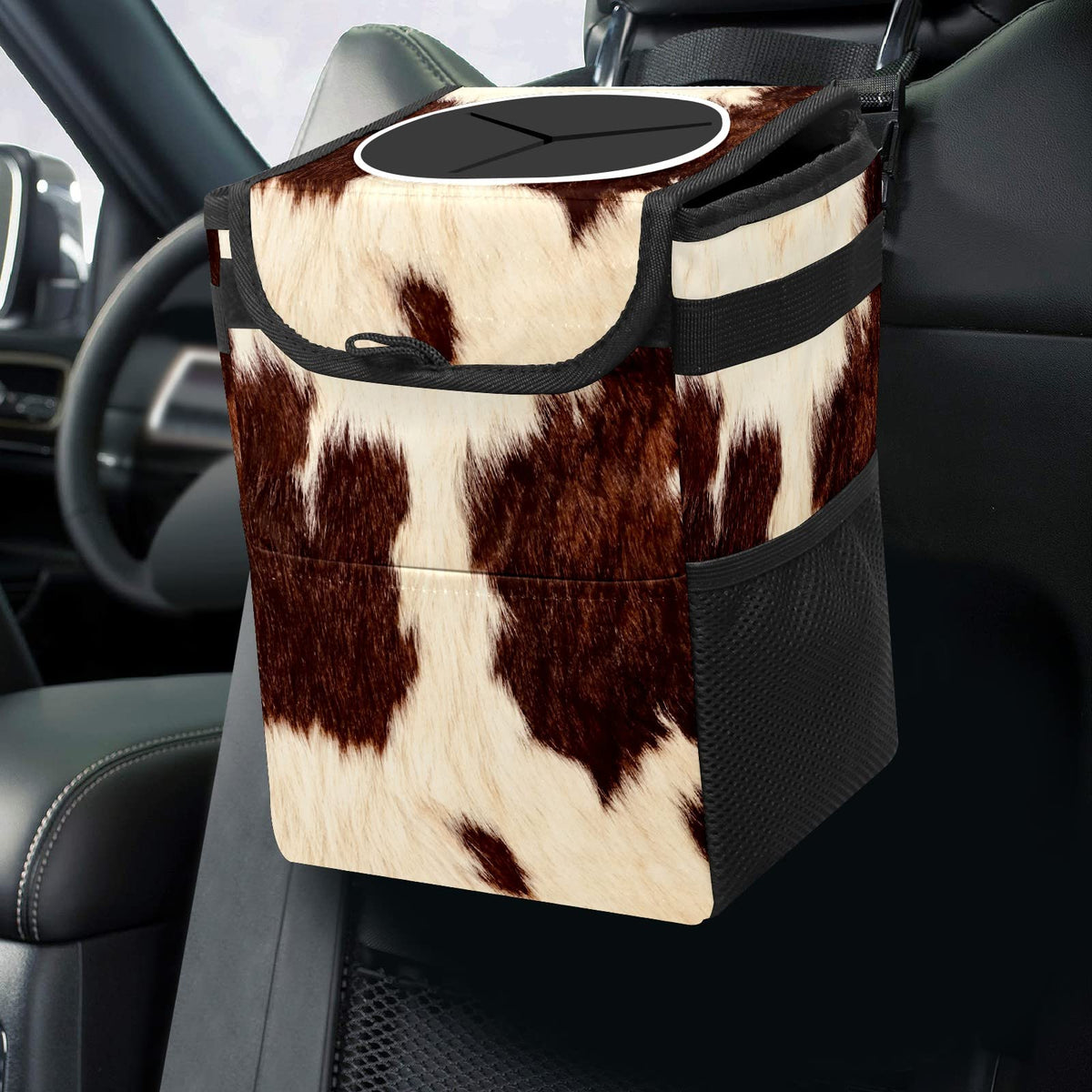 Colorful Sea Turtle Animal Car Trash Can with Lid Collapsible Reusable Waterproof Automotive Garbage Can,Car Organizer