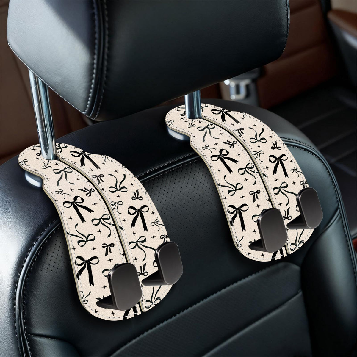 Blusabaca 2PCS Car Seat Headrest Hooks, Purses Bags Holder, Sun and Moon