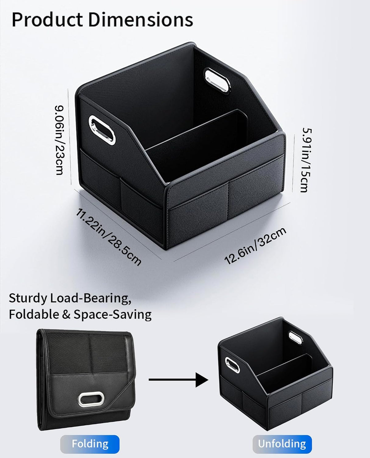 Car Storage Organizer Foldable PU Leather Front Seat Caddy
