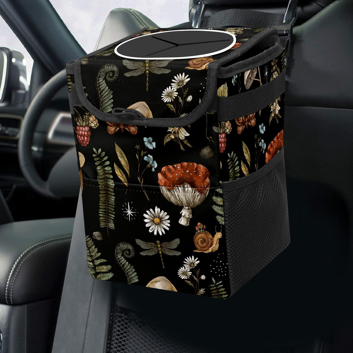 Colorful Sea Turtle Animal Car Trash Can with Lid Collapsible Reusable Waterproof Automotive Garbage Can,Car Organizer
