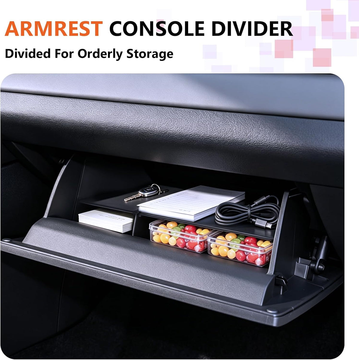 For 2026 Toyota RAV4 Center Console Passenger Glove Box Divider Organizer ABS Material Easy to Pick Up&Install, 6th Gen Hybrid&Plug-in Hybrid Interior Accessories