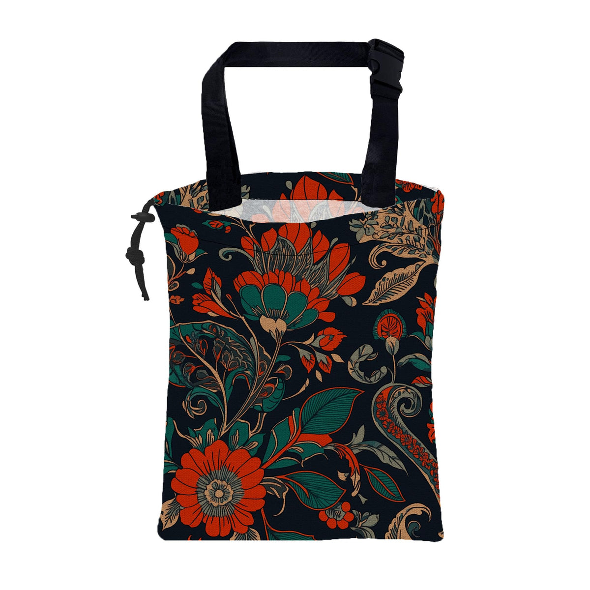Car Garbage Bag Watercolor Floral and Leaves Drawstring Car Trash Bag Hanging for Back Seat with Adjustable Buckle Canvas Vehicle Trash Can Easy-to-Install