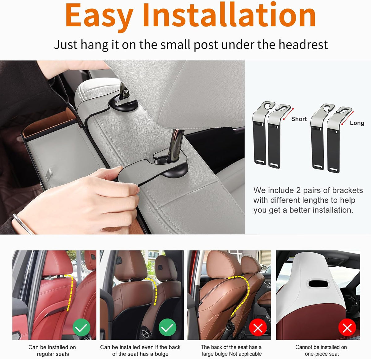 Car Seat Back Cup Holder, 4-in-1 Multifunctional Backseat Organizer with Tissue Box Storage & Hooks (Gray)