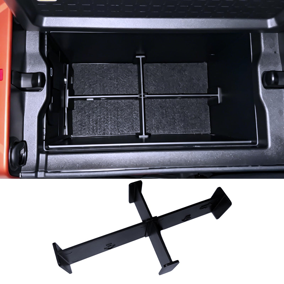 For 2026 Toyota RAV4 Center Console Passenger Glove Box Divider Organizer ABS Material Easy to Pick Up&Install, 6th Gen Hybrid&Plug-in Hybrid Interior Accessories