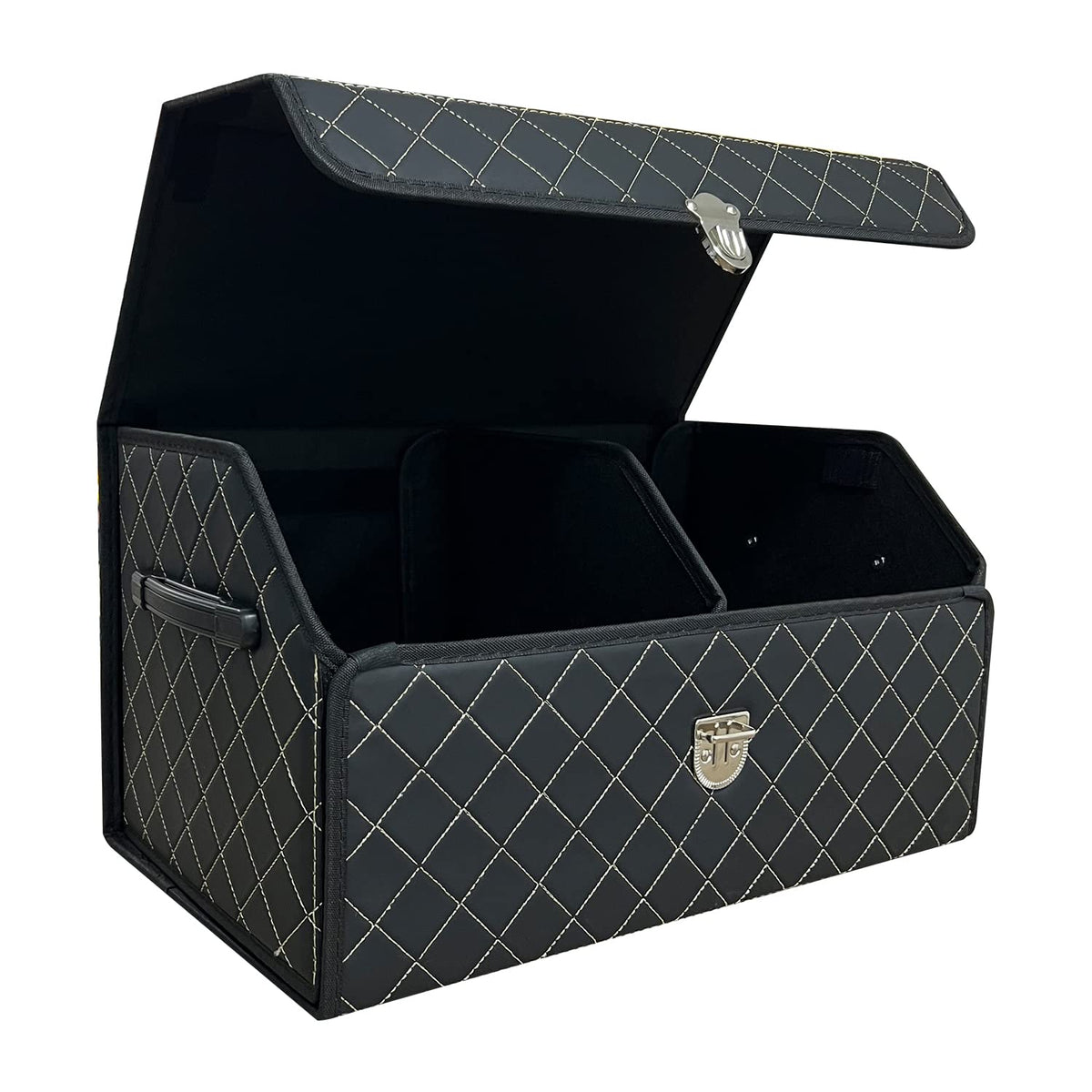 Trunk Organizer for Car With Lid,Foldable Trunk Organizer for SUVs & Sedans,Multi-Functional Leather Storage Box - Brown - Small