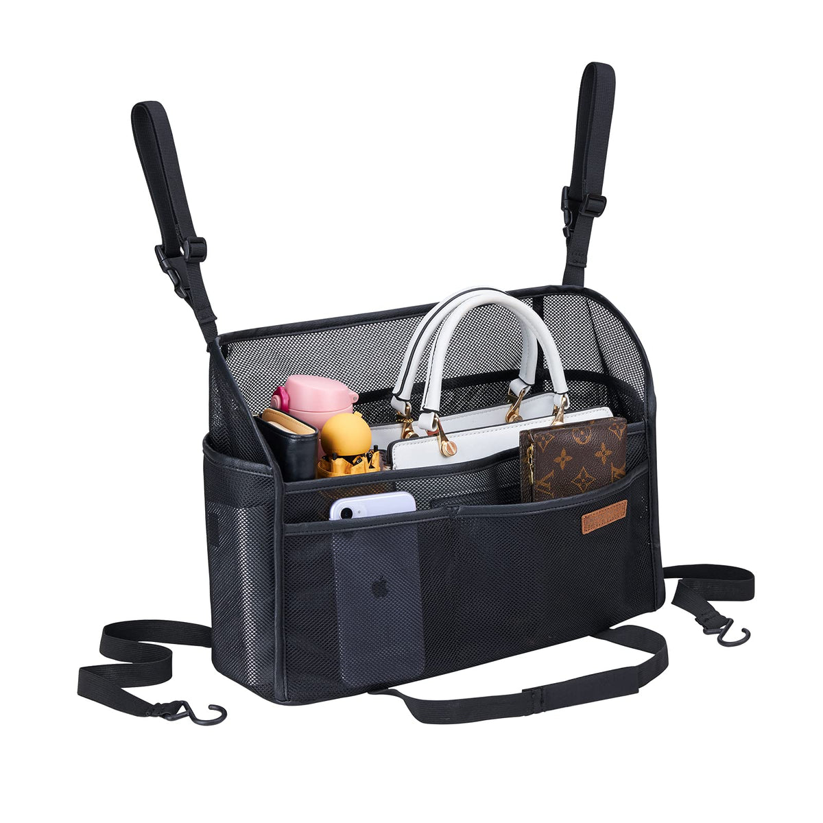 WLLWOO Car Net Pocket Organizer Purse Holder Console Front Seat Storage
